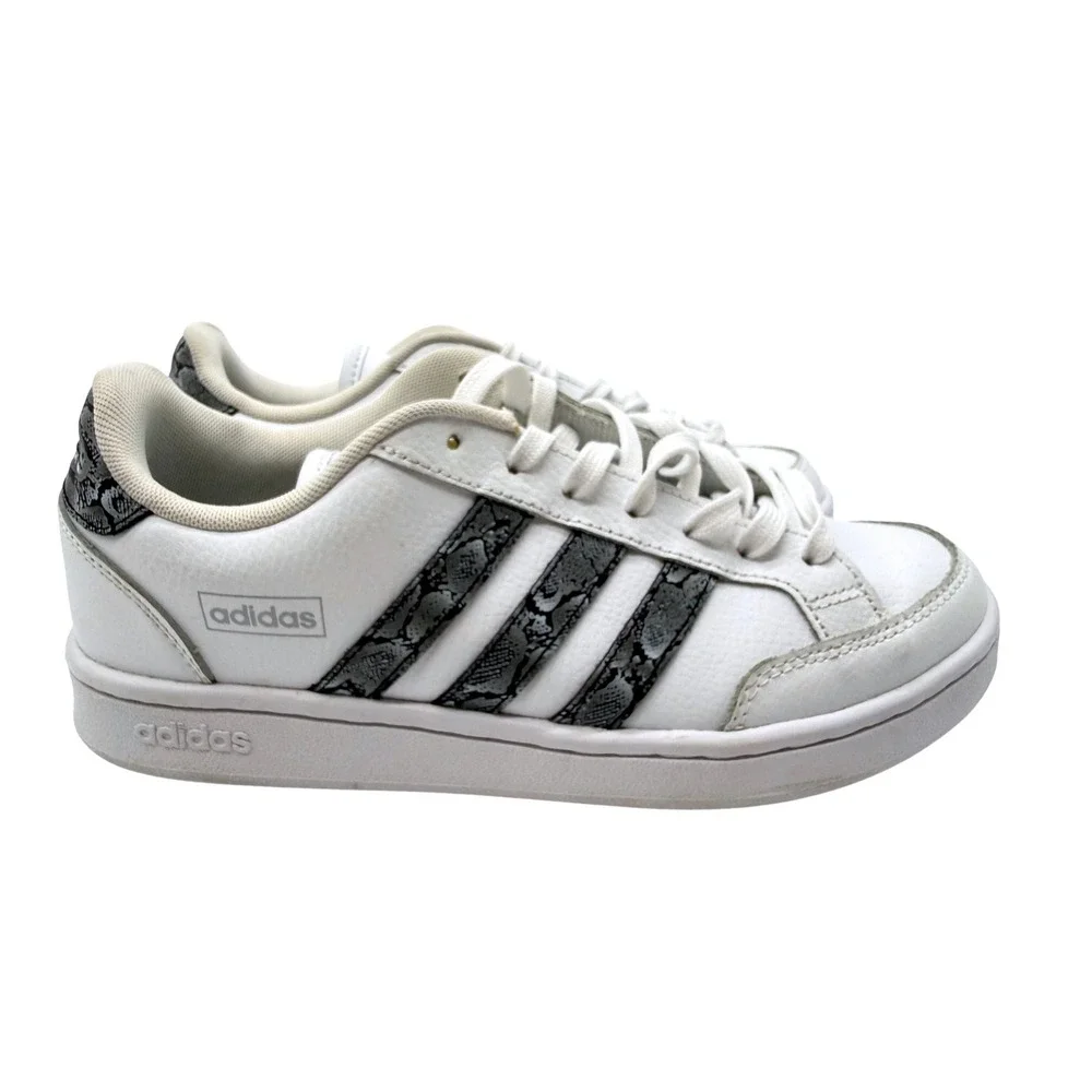 Adidas Grand Court Sneakers Womens 8.5 White Good Snakeskin Stripes GX8133